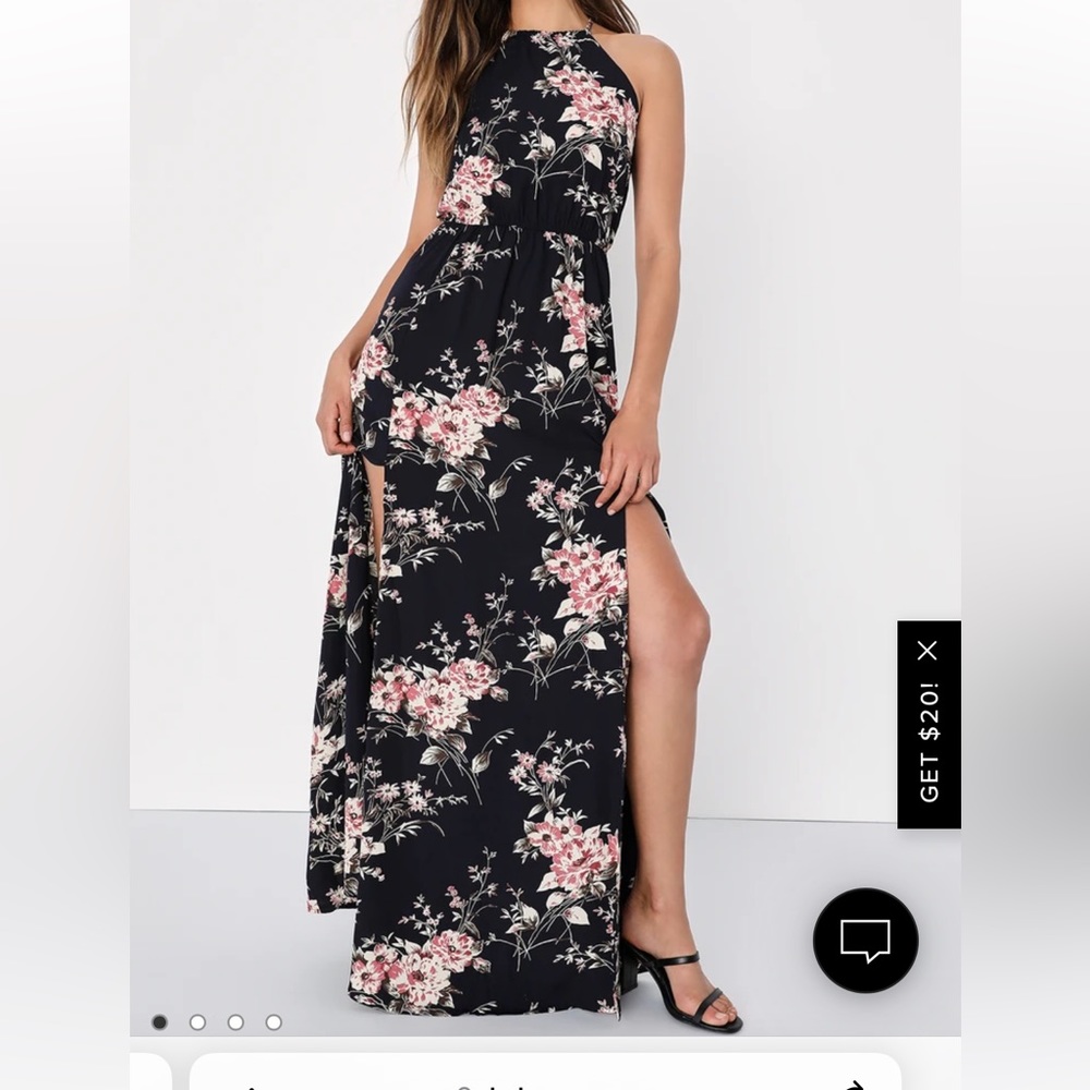 Lulus Feel the Music Navy Floral Maxi Dress